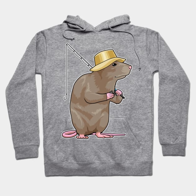 Rat at Fishing with Fishing rod Hoodie by Markus Schnabel